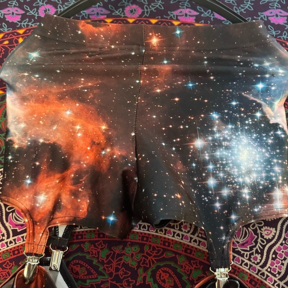 Galaxy Red Suspenders- BlackMilk Clothing- Size Small - Picture 6 of 8